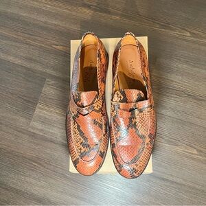 Anthropology Paris python leather loafer. Burgundy brown multi-color. Size 10.
